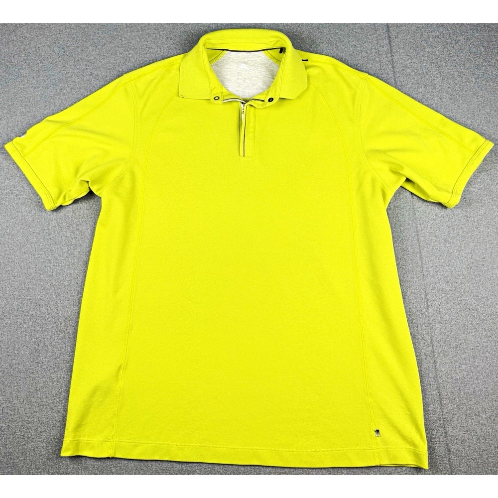 Tommy Bahama Mens L Polo Shirt Lime Green 1/4 Zip Golf Performance Marlin